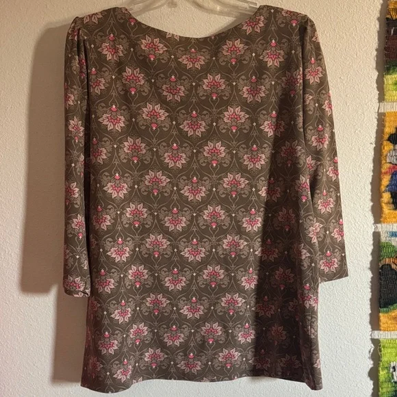 Denim & co Brown and Pink Top - Picture 3 of 6